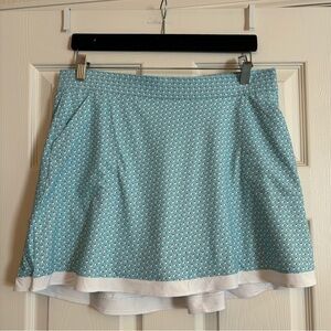 Peter Millar Aqua Patterned Golf Skort with White Trim
